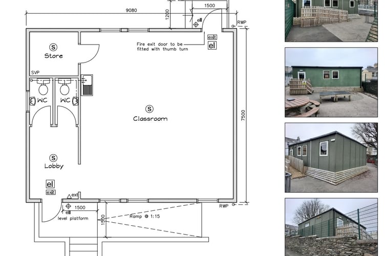 The floor plan for the Ballasalla Primary School mobile classroom