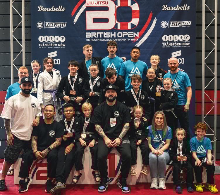 Members of the Summit Grappling Academy with their medals at the Brazilian Jiu-Jitsu British Open in Manchester