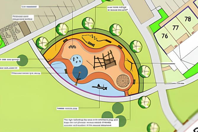 Design image showing one of the proposed play areas in the Vollan Fields development