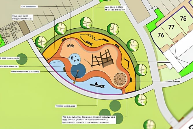 Design image showing one of the proposed play areas in the Vollan Fields development