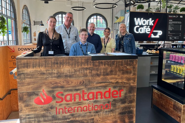 The Santander International team at its work café site on North Quay in Douglas