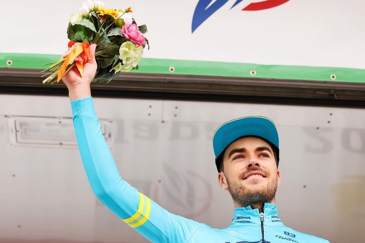 Max Walker on the podium after his second win of the week in the Tour of Japan (Photo: Kei Tsuji)