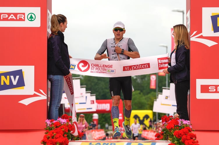 Will Draper crosses the finish line to claim third place in the 2024 Challenge St. Pölten in Austria (Photo: José Luis Hourcade)