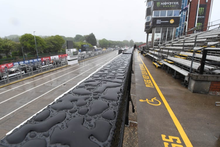 Previous wet conditions at the TT Grandstand on Glencrutchery Road -