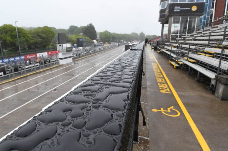 Previous wet conditions at the TT Grandstand on Glencrutchery Road -