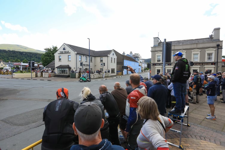 German rider David Datzer heads through Parliament Square in Ramsey aboard his Team ILR 650 Paton during free practice on the opening day of this year's TT on Bank Holiday Monday. Qualifying action then got underway in the evening - find out how the session went in TT News, free inside this edition on pages 24 and 25. (Photo: Callum Staley/CJS Photography)