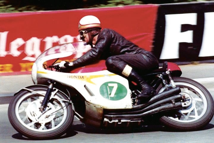 The great Mike Hailwood on the iconic six-cylinder Honda in 1967, the Diamond Jubilee year of the TT