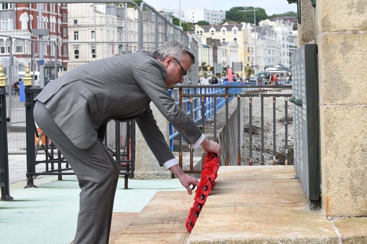 A service to mark the centenary of the Douglas War Memorial on Harris Promenade - Juan Watterson, speaker of the House of Keys