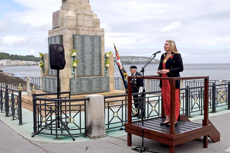 A service to mark the centenary of the Douglas War Memorial on Harris Promenade - Mayor of Douglas Natalie Byron-Teare