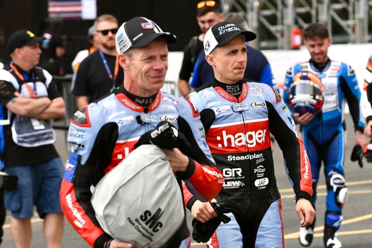 Ben Birchall and Kevin Rousseau took part in the Arai parade lap, but won't be lining up in the sidecar race later