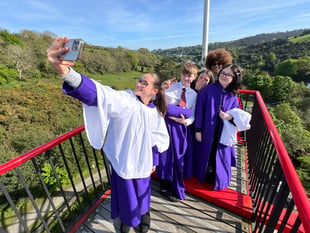 Video shows choir singing at the top of iconic Laxey Wheel