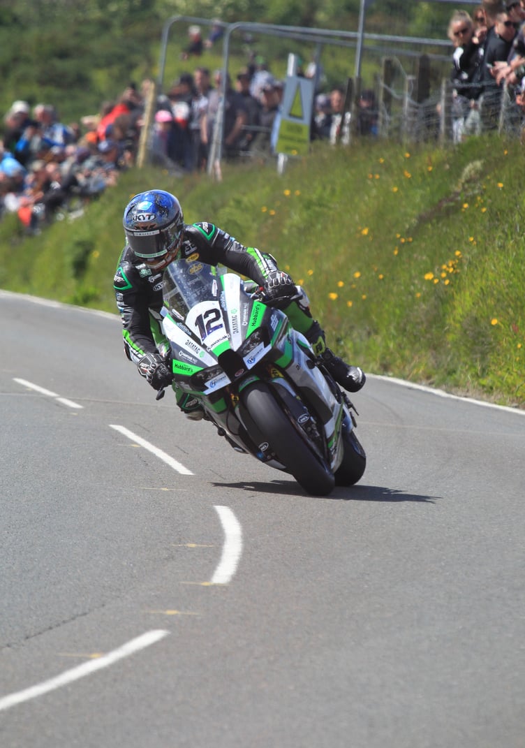 Davo Johnson during Sunday's six-lap Superbike TT