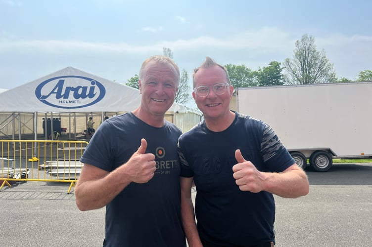 John Barton and Richard 'Milky' Quayle, the two rider liaison officers at the Isle of Man TT 