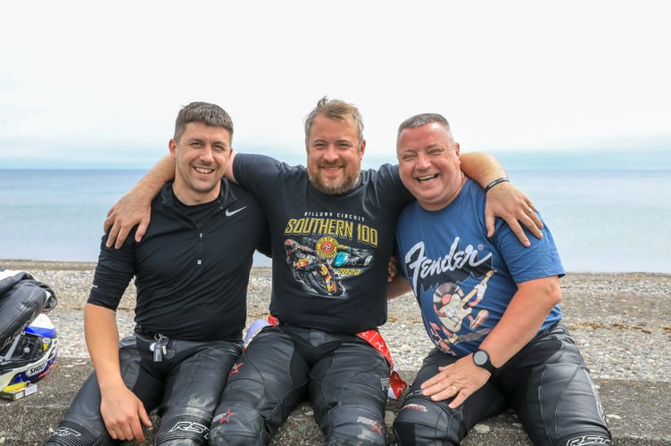 Adam, Richard, Jon from Worcester and Manchester at Ramsey Sprint. Isle of Man TT Races 2024. Photo by Callum Staley (CJS Photography)