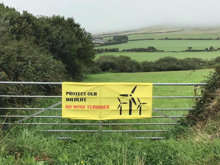 A 'no wind turbines' sign has been put up at Earystane