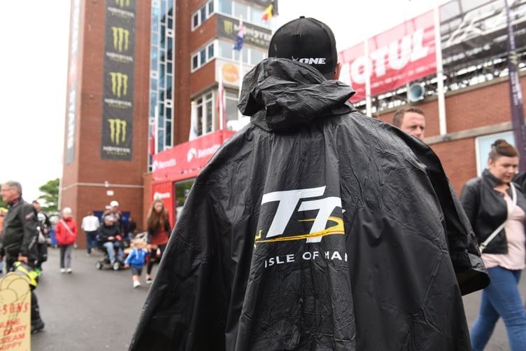 Soggy scenes at the TT Grandstand at Noble's Park
