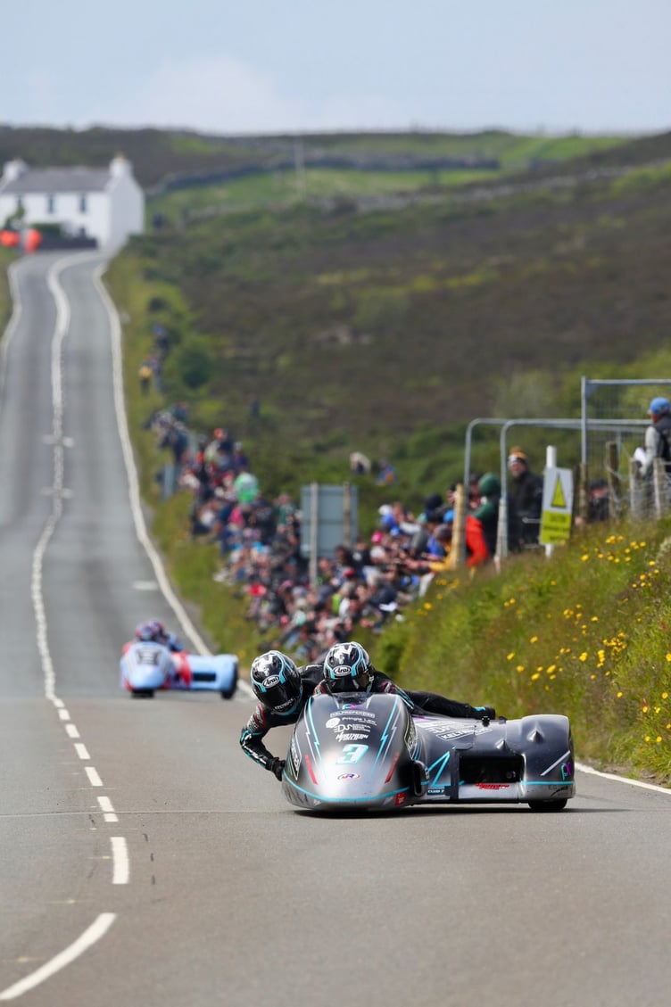 The Crowes lead Birchall and Rousseau on the road at Creg-ny-Baa