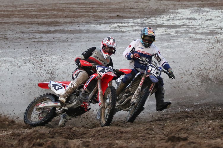 Daniel McCanney and Max Ingham in action at a previous Peel beachcross race (Photo: Darren Purves)