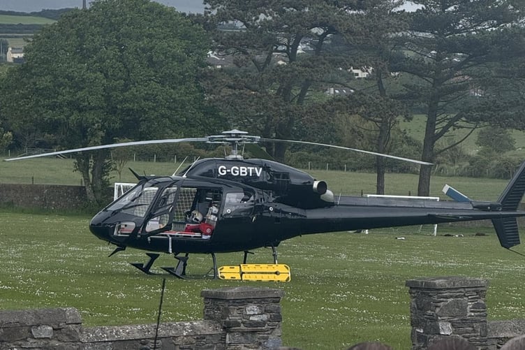 The helicopter has landed on school grounds