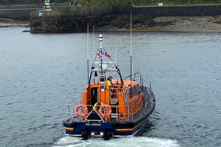Peel lifeboat returning following assisting the motorboat with engine failures on Saturday