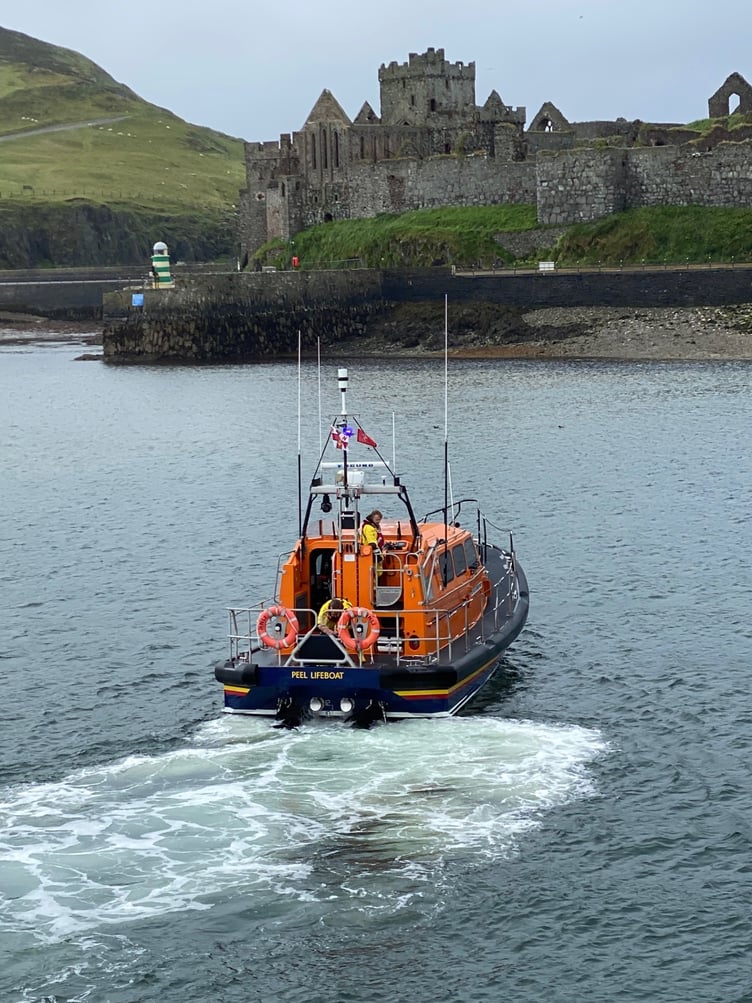 Peel lifeboat returning following assisting the motorboat with engine failures on Saturday