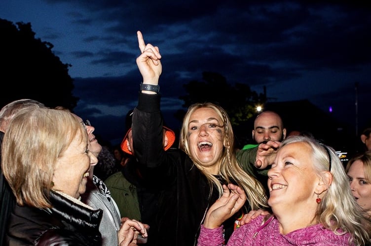 Crowds enjoying the music at Bushy's TT Village 2024