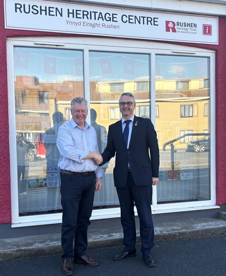 New Rushen Heritage Trust chair Robert Graham with successor Juan Watterson SHK