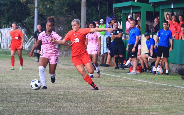 Holly Sumner (right) helped the Isle of Man national women's team win bronze at last year's Island Games in Guernsey. But the Manx men's and women's teams could potentially miss out on a place at the 2025 Games in Orkney (Photo: Dave Norton)
