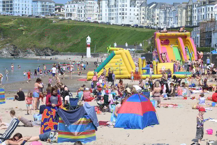 A previous TT Day at Port Erin beach