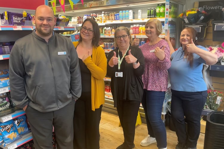 (Left to right): Scott Young (Co-op store manager), Clara Baker (winner), Rebecca Dooley (Southlands manager), Maddie Porter (Co-op member pioneer) and Karen Hopkins (Co-op employee)
