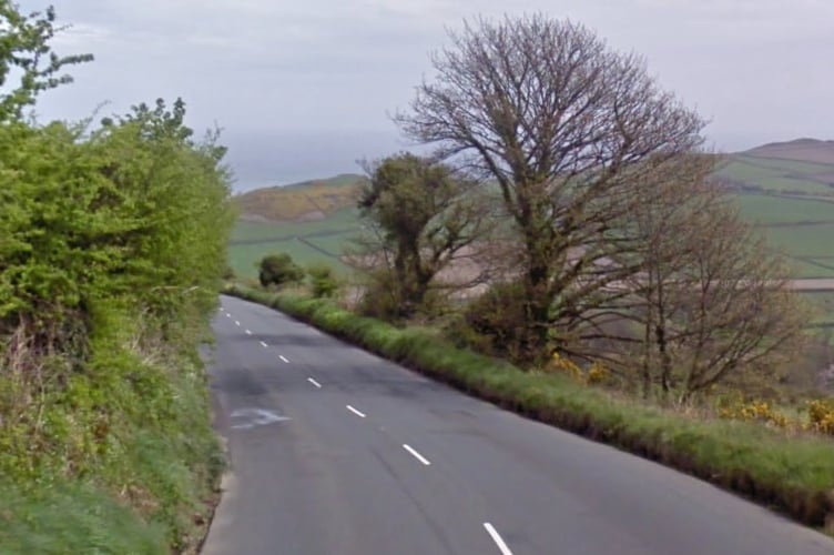 The road where the crash occurred, just further down from the Rest and be Thankful in Maughold