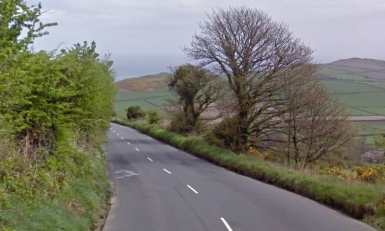 The road where the crash occurred, just further down from the Rest and be Thankful in Maughold