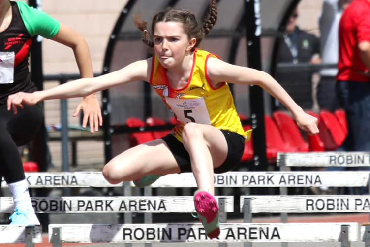 Eve Martin's time of 12.0 seconds in the under-13 girls 70m hurdles event shaved 0.1 second off the previous age group record which was set 10 years ago by Abby Foden-Williams (Photo: Claire Turner)