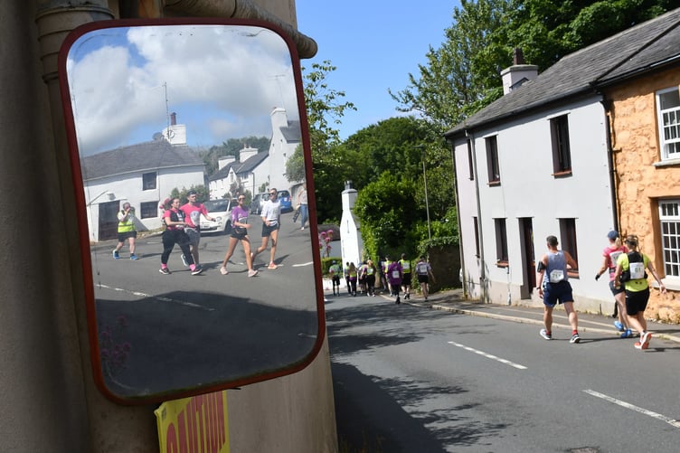 A great shot of participants approaching Ballasalla