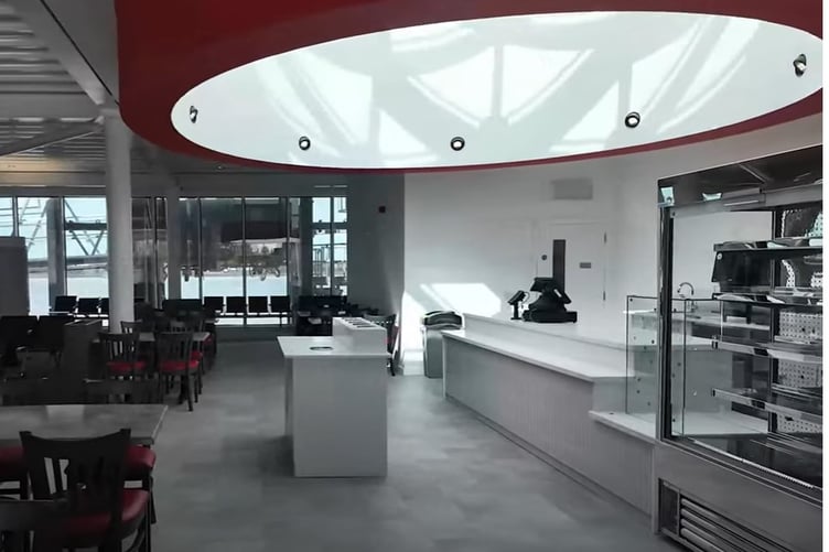 The cafe area of the new ferry terminal