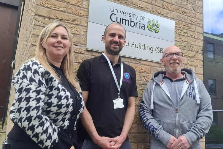 (Left to right): Emma Halsall (IoM paramedic apprentice), Anthony Freeman (principal lecturer, paramedic degree apprenticeship) and Jamie Thomson (IoM paramedic apprentice)