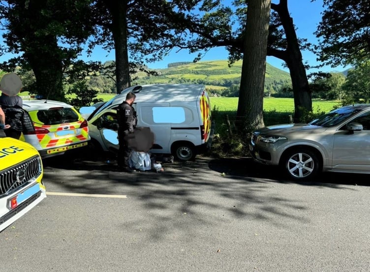 The scene after the stolen van was intercepted