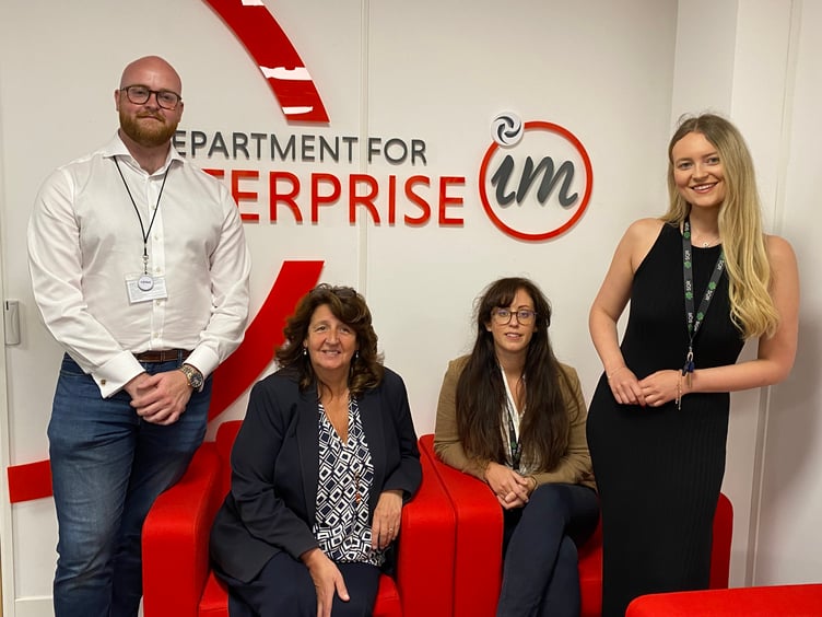 Henry Lord, PDMS, Senior Account Manager Mrs Ann Corlett MHK, political member for Digital Isle of Man at the Department of Enterprise Shelley Langan-Newton, SQR, CEO Rebecca Glassey, SQR, Product and Operations Manager