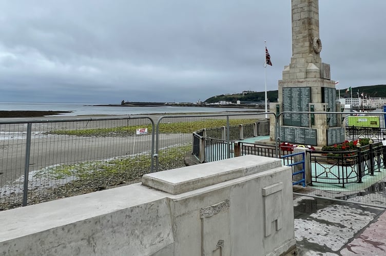 A short section of sea wall has been constructed by the Cenotaph
