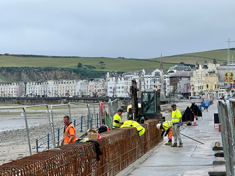 Construction of sea wall opposite the Empress Hotel