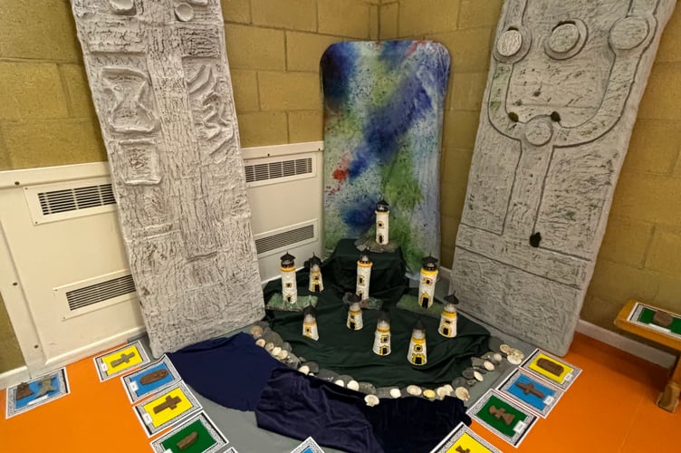 Some of the artwork on display at Dhoon school