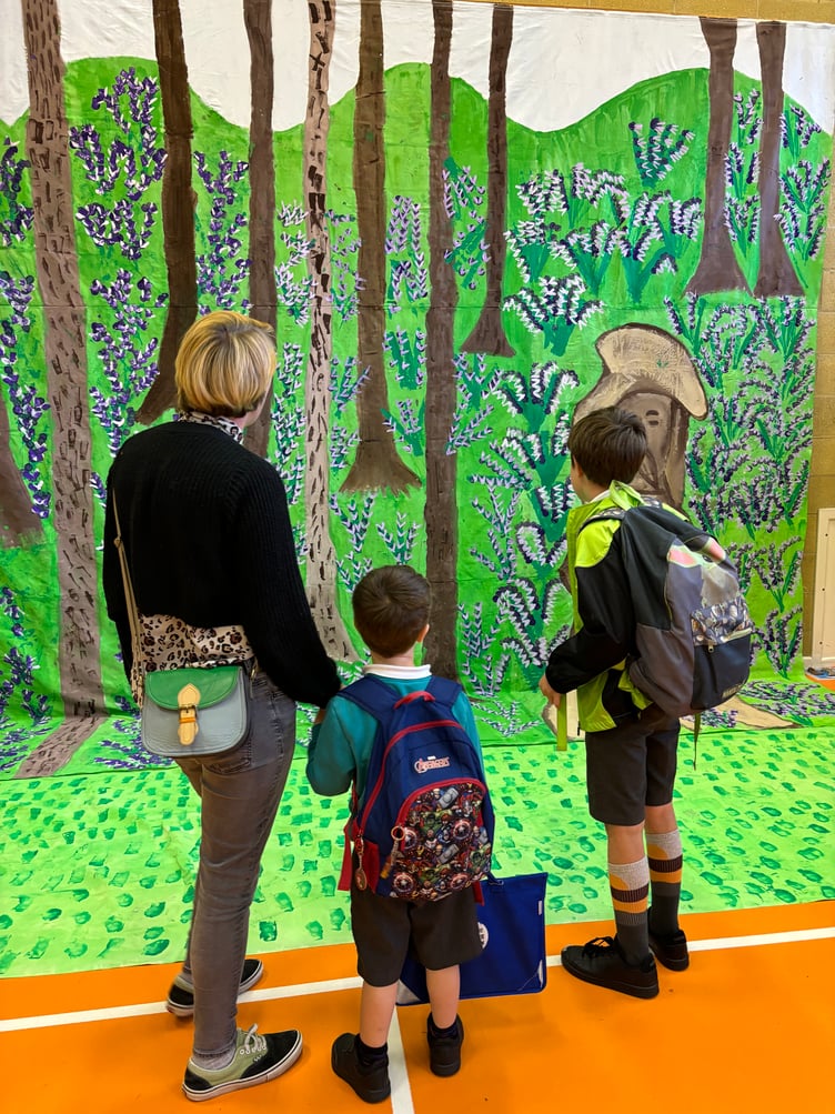 Some of the artwork on display at Dhoon school