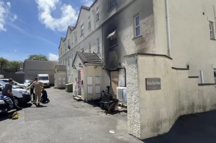 Scene of the blaze at Port Erin Dental Practice