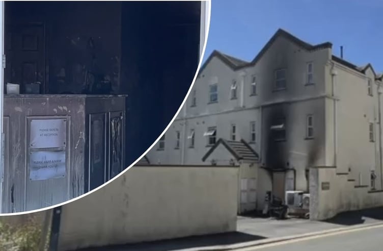 Scene of the blaze at Port Erin Dental Practice