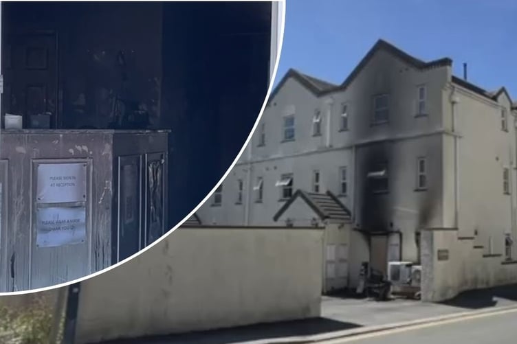 Scene of the blaze at Port Erin Dental Practice