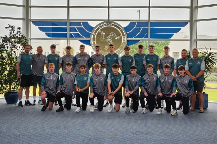 The Isle of Man Schools' Under-19 squad at Ronaldsway on Wednesday