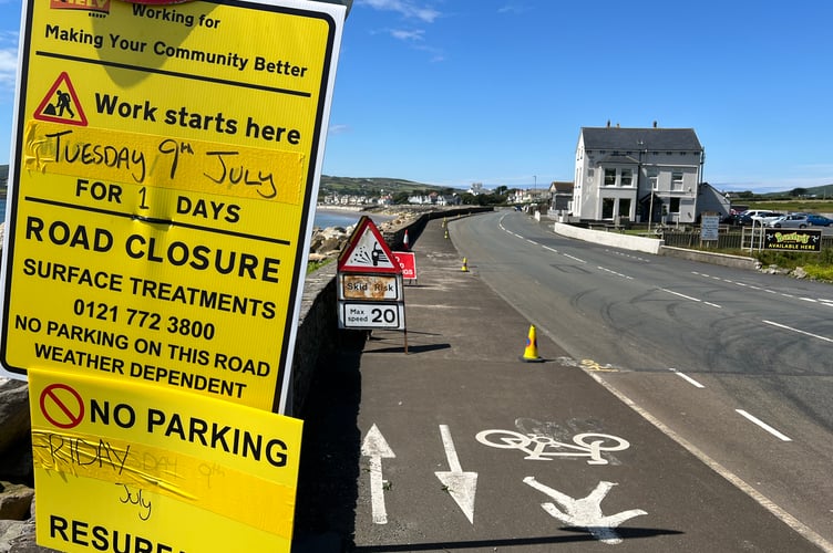 Surface dressing works on Shore Road, Rushen, have been delayed by poor weather