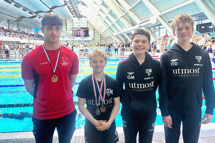 (Left to right) Harry Robinson, Ed Pearson, Oliver Maddrell and Oliver Dowty at the recent National Qualifier at Manchester Aquatics Centre