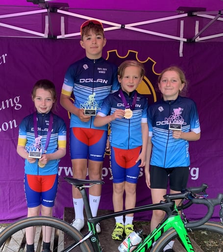 Team RL360 (left to right) Beatrice Brook, Tommy Bass, Thompson-Broadbent and Poppy Clayton who won their respective classes in the 2024 North West Youth League