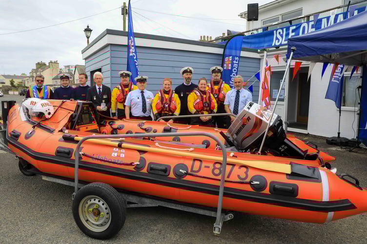 The crew of the new lifeboat and members of the Port St Mary RNLI